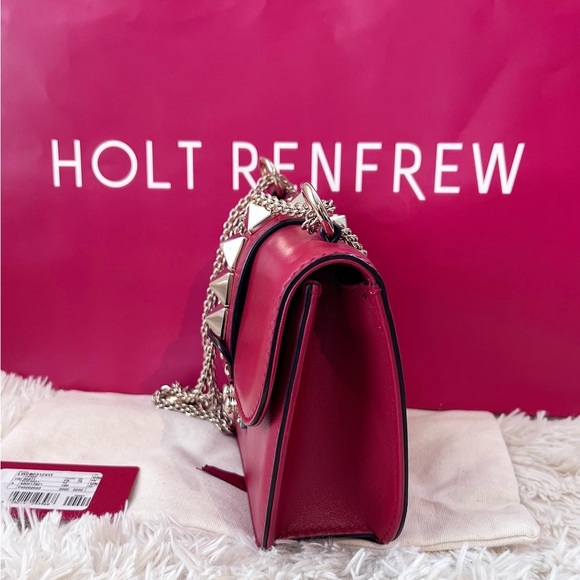 Sold Authentic Valentino Garavani Glam Lock Rockstud Flap Bag in Small Red. - Picture 2 of 10